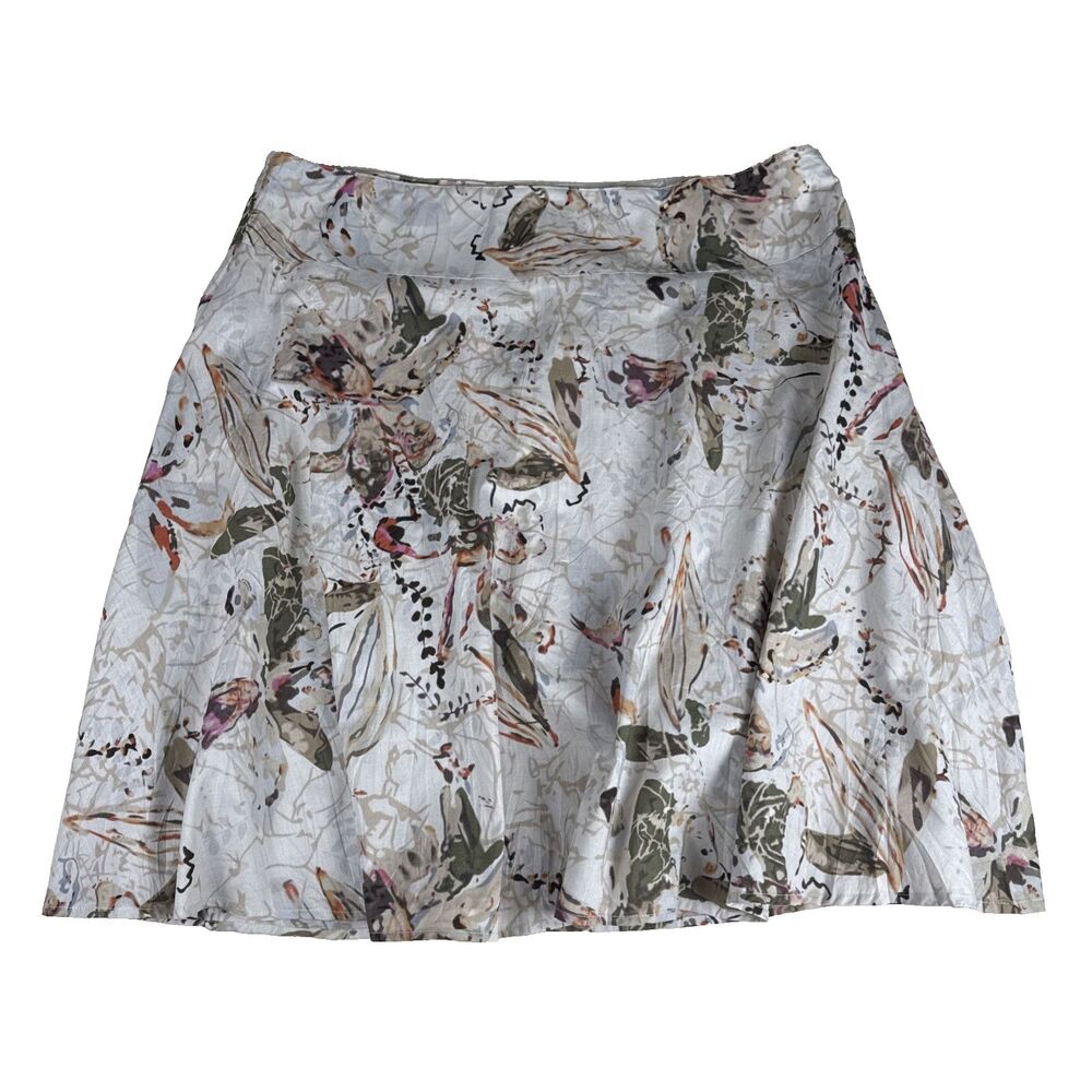 Coldwater Creek Womens 100% Cotton Floral Skirt A Line Cottagecore Earthy knee